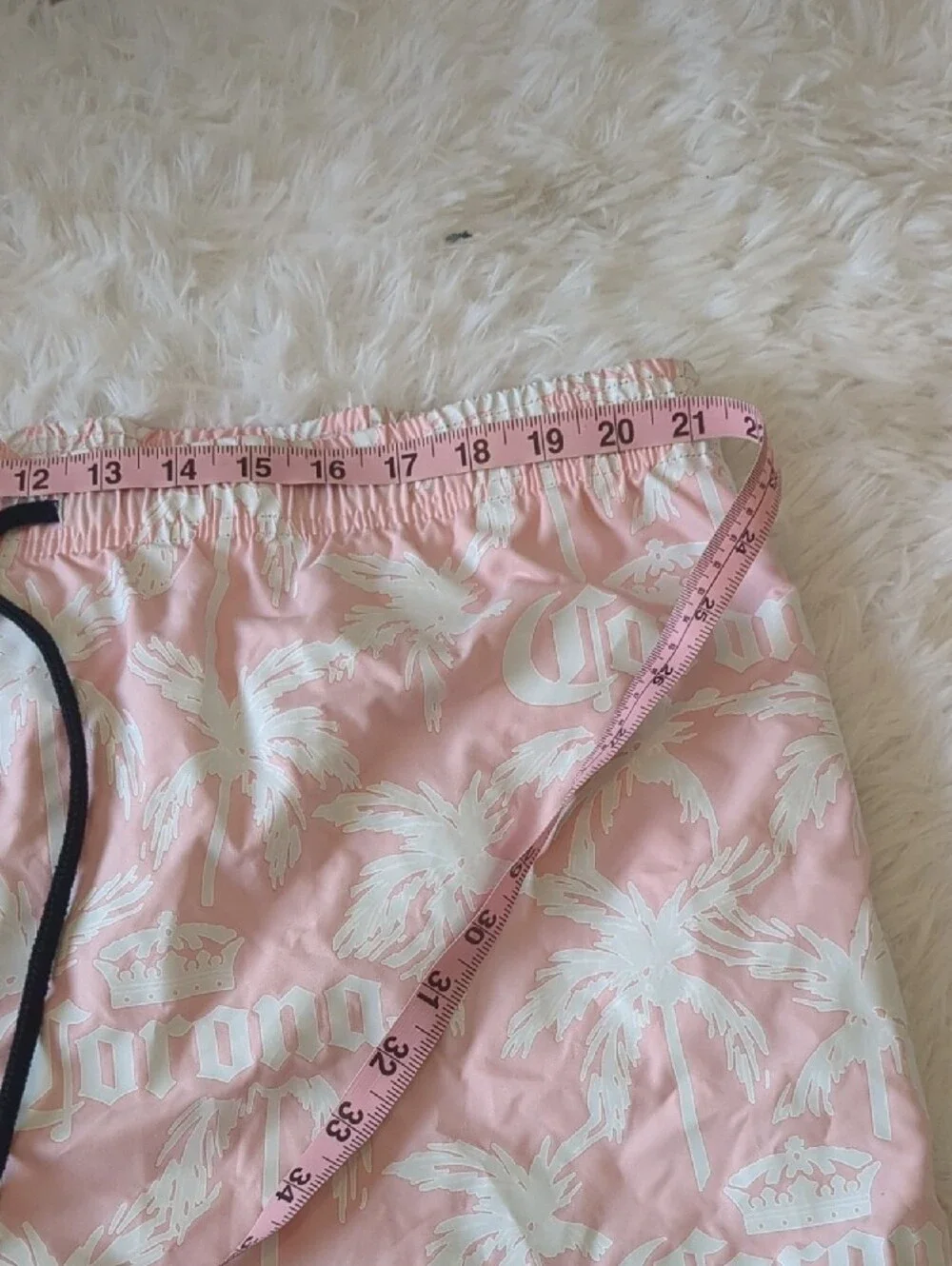 Corona Pink & White Palm-Print Mens Swim Shorts XXL